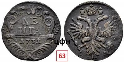 3-3. Розетка 5 лучей (звезда), Аверс Обычный орел, крест державы простой, ЦФН №63
